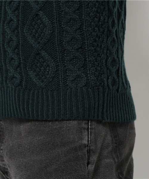 CIAOPANIC(チャオパニック)の「【Ciaopanic】 AC/Wアラン柄P/O(ニット/セーター・メンズ・キャメル/オリーブ/グリーン/ボルドー/ネイビー/グレー・MEDIUM/LARGE)」の9枚目の写真