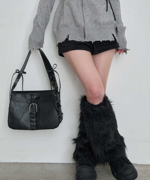 Heart Tattoo(ハートタトゥー)の「lace up shoulder bag / レースアップショルダーバッグ(ハンドバッグ・レディース・シルバー/ブラック・FREE)」の6枚目の写真