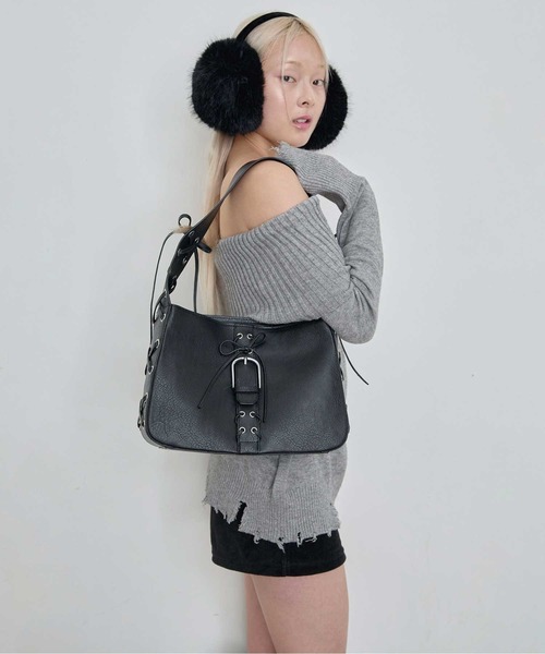 Heart Tattoo(ハートタトゥー)の「lace up shoulder bag / レースアップショルダーバッグ(ハンドバッグ・レディース・シルバー/ブラック・FREE)」の9枚目の写真