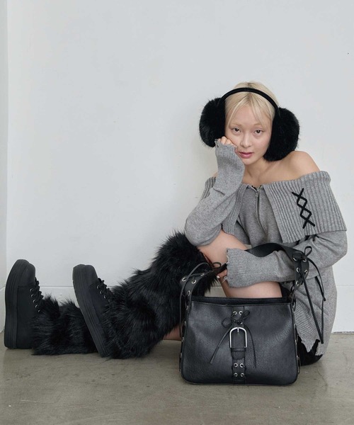 Heart Tattoo(ハートタトゥー)の「lace up shoulder bag / レースアップショルダーバッグ(ハンドバッグ・レディース・シルバー/ブラック・FREE)」の19枚目の写真