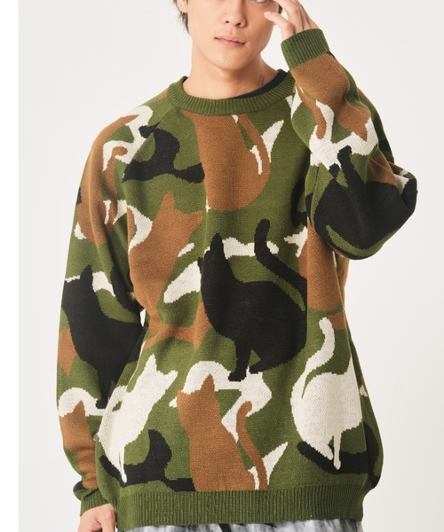 CORISCO（コリスコ）の「アニマルカモフラ柄ニット(M1)（ニット/セーター・メンズ・カーキ系2/ベージュ系1/グレー系2/カーキ系1/ベージュ系2/グレー系1・X-LARGE/LARGE/MEDIUM）」の5枚目の写真