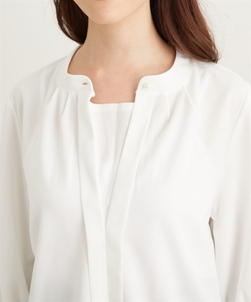 nissen（ニッセン）の「七分袖スタンドカラーカットソーブラウス【ＵＶカット・洗濯機ＯＫ】（シャツ/ブラウス・レディース・オフホワイト/ライトピンク/グレー/ブルー・L/M/3L/LL）」の19枚目の写真