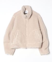 three dots ノーカラーボアジャケットアウター three dots｜スリードッツのジャケット/アウター通販 - ZOZOTOWN