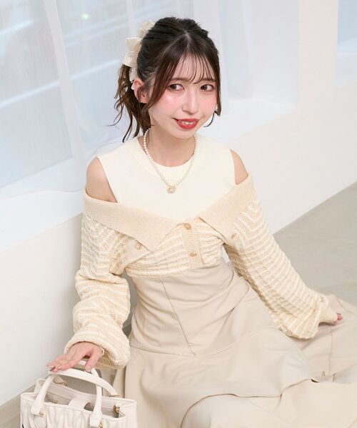 MAJESTIC LEGON（マジェスティックレゴン）の「ツイードニットドッキングワンピース（ワンピース・レディース・ブラック系その他/ブルー系その他2/ホワイト系その他2・SMALL/MEDIUM/X-SMALL）」の5枚目の写真