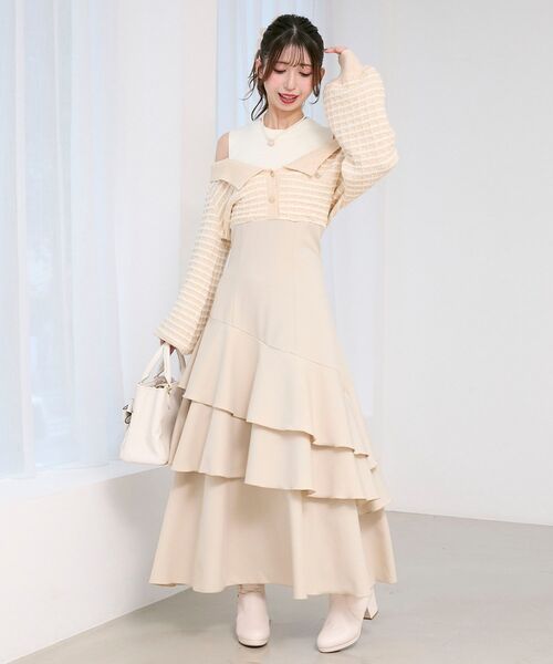 MAJESTIC LEGON（マジェスティックレゴン）の「ツイードニットドッキングワンピース（ワンピース・レディース・ブラック系その他/ブルー系その他2/ホワイト系その他2・SMALL/MEDIUM/X-SMALL）」の6枚目の写真