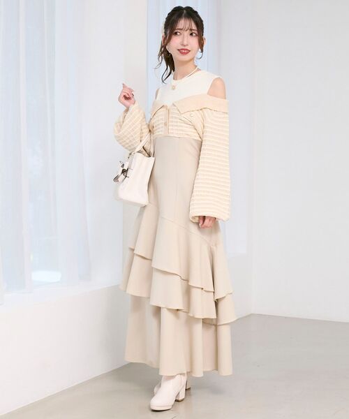 MAJESTIC LEGON（マジェスティックレゴン）の「ツイードニットドッキングワンピース（ワンピース・レディース・ブラック系その他/ブルー系その他2/ホワイト系その他2・SMALL/MEDIUM/X-SMALL）」の7枚目の写真