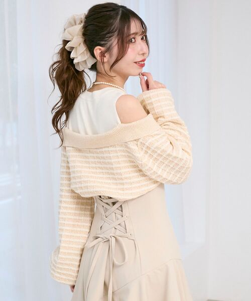 MAJESTIC LEGON（マジェスティックレゴン）の「ツイードニットドッキングワンピース（ワンピース・レディース・ブラック系その他/ブルー系その他2/ホワイト系その他2・SMALL/MEDIUM/X-SMALL）」の11枚目の写真