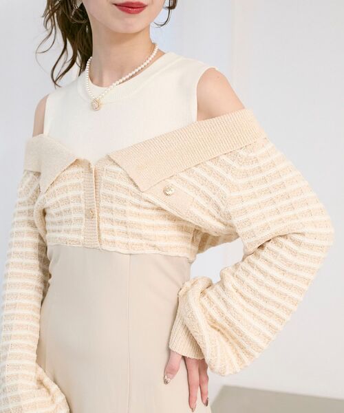 MAJESTIC LEGON（マジェスティックレゴン）の「ツイードニットドッキングワンピース（ワンピース・レディース・ブラック系その他/ブルー系その他2/ホワイト系その他2・SMALL/MEDIUM/X-SMALL）」の12枚目の写真