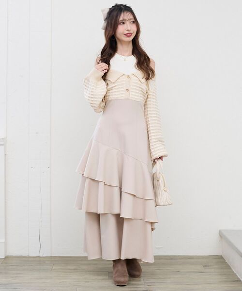 MAJESTIC LEGON（マジェスティックレゴン）の「ツイードニットドッキングワンピース（ワンピース・レディース・ブラック系その他/ブルー系その他2/ホワイト系その他2・SMALL/MEDIUM/X-SMALL）」の13枚目の写真