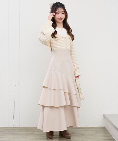 MAJESTIC LEGON（マジェスティックレゴン）の「ツイードニットドッキングワンピース（ワンピース・レディース・ブラック系その他/ブルー系その他2/ホワイト系その他2・SMALL/MEDIUM/X-SMALL）」の14枚目の写真