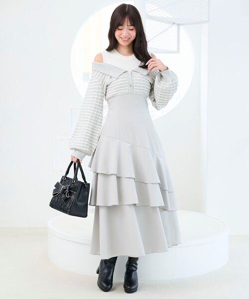 MAJESTIC LEGON（マジェスティックレゴン）の「ツイードニットドッキングワンピース（ワンピース・レディース・ブラック系その他/ブルー系その他2/ホワイト系その他2・SMALL/MEDIUM/X-SMALL）」の16枚目の写真