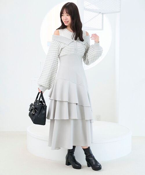 MAJESTIC LEGON（マジェスティックレゴン）の「ツイードニットドッキングワンピース（ワンピース・レディース・ブラック系その他/ブルー系その他2/ホワイト系その他2・SMALL/MEDIUM/X-SMALL）」の17枚目の写真