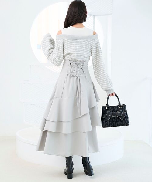 MAJESTIC LEGON（マジェスティックレゴン）の「ツイードニットドッキングワンピース（ワンピース・レディース・ブラック系その他/ブルー系その他2/ホワイト系その他2・SMALL/MEDIUM/X-SMALL）」の18枚目の写真