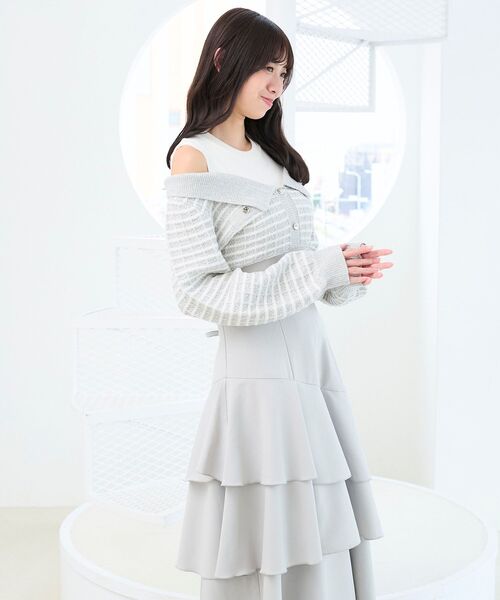 MAJESTIC LEGON（マジェスティックレゴン）の「ツイードニットドッキングワンピース（ワンピース・レディース・ブラック系その他/ブルー系その他2/ホワイト系その他2・SMALL/MEDIUM/X-SMALL）」の20枚目の写真