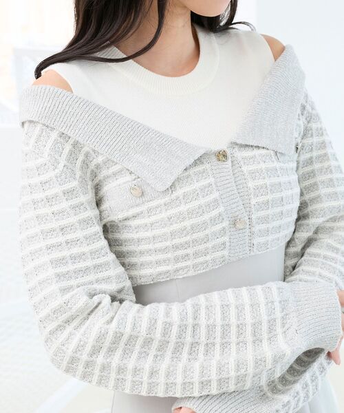 MAJESTIC LEGON（マジェスティックレゴン）の「ツイードニットドッキングワンピース（ワンピース・レディース・ブラック系その他/ブルー系その他2/ホワイト系その他2・SMALL/MEDIUM/X-SMALL）」の22枚目の写真