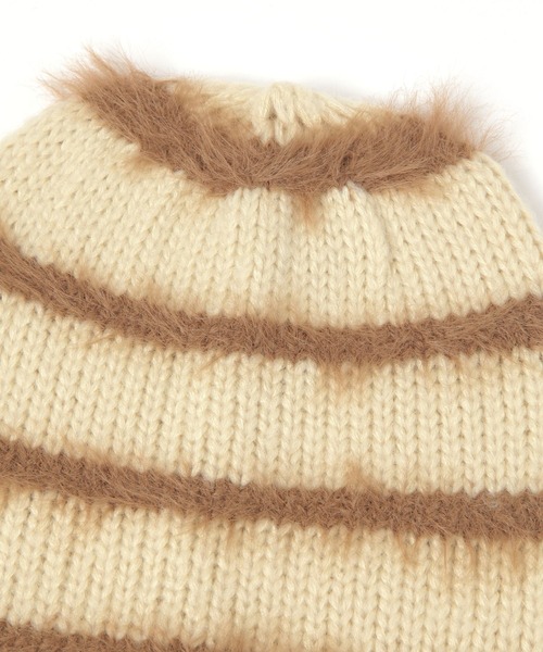 LAKOLE（ラコレ）の「シャギーボーダーワッチ / 581871（ニットキャップ/ビーニー・レディース・オフホワイト/グレー/ブラウン・FREE）」の6枚目の写真