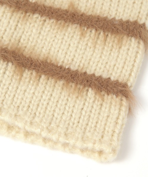 LAKOLE（ラコレ）の「シャギーボーダーワッチ / 581871（ニットキャップ/ビーニー・レディース・オフホワイト/グレー/ブラウン・FREE）」の7枚目の写真