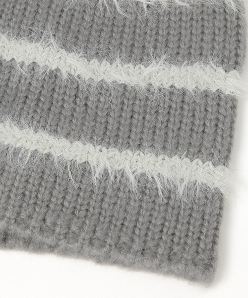 LAKOLE（ラコレ）の「シャギーボーダーワッチ / 581871（ニットキャップ/ビーニー・レディース・オフホワイト/グレー/ブラウン・FREE）」の9枚目の写真