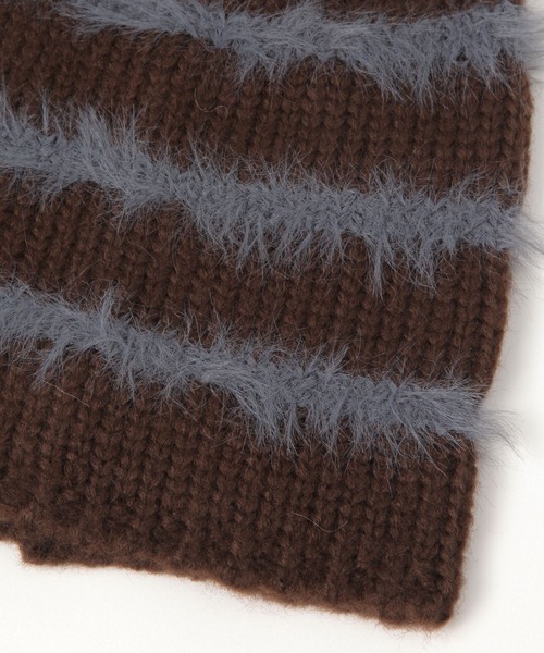 LAKOLE（ラコレ）の「シャギーボーダーワッチ / 581871（ニットキャップ/ビーニー・レディース・オフホワイト/グレー/ブラウン・FREE）」の10枚目の写真