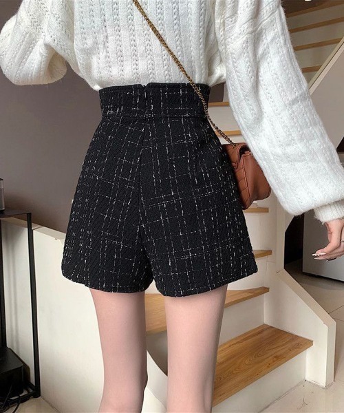Miniministore(ミニミニストア)の「ツイードショートパンツ ラップスカート風(その他パンツ・レディース・ブラック/オフホワイト・M/S/L)」の6枚目の写真