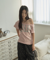 SETUP-EXE（セットアップイーエックスイー）の「BABY WIDE NECK TOP / PINK（Tシャツ/カットソー）」