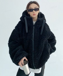 Dalfwin | 韓国ファッション バックロゴボアパーカーブルゾン(ブルゾン)