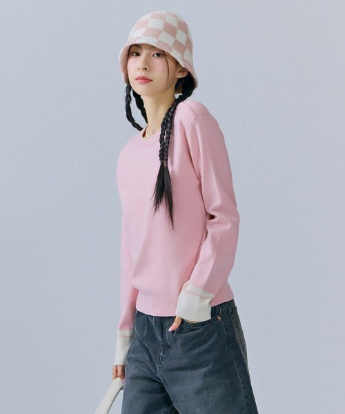 CHASECULT(チェイスカルト)の「レディース 袖配色 ラウンド スウェット-CFRG5261C0P(ニット/セーター・レディース・PINK・85/90)」の3枚目の写真