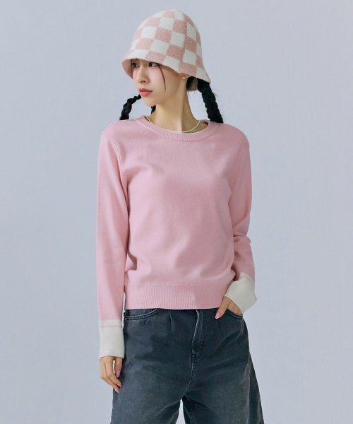 CHASECULT(チェイスカルト)の「レディース 袖配色 ラウンド スウェット-CFRG5261C0P(ニット/セーター・レディース・PINK・85/90)」の4枚目の写真