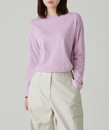 ウィメンズリラックスクルーネック長袖Tシャツ[ライラック]