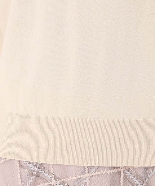 STRAWBERRY-FIELDS（ストロベリーフィールズ）の「エリシアストレッチ_レース*タフタリボンネックニット（ニット/セーター・レディース・ベージュ/グレー/ブラック・2）」の10枚目の写真