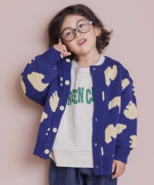 MARKEY'S(マーキーズ)の「Wジャガードニットカーディガン(ニット/セーター・キッズ・ネイビー/ホワイト系その他/マルチ/ブラウン系その他・S/M/L/LL)」の3枚目の写真