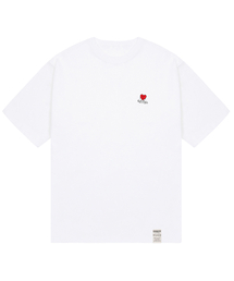 [UNISEX-24]スモールハートボードスマイル半袖Tシャツ_ホワイト