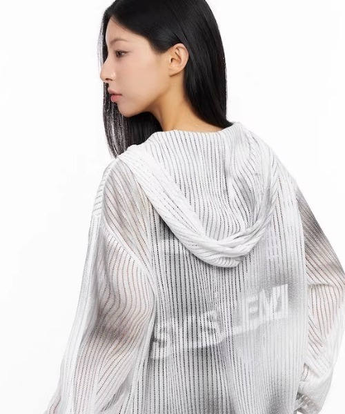 ARULE(アルール)の「A'GEM/9 × .kom 『ARULE/アルール』Mesh Knit Zip Hoodie /メッシュニットジップフーディ―(パーカー・レディース・ブラウン/アイボリー/ブラック・FREE)」の7枚目の写真