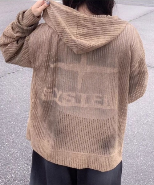 ARULE(アルール)の「A'GEM/9 × .kom 『ARULE/アルール』Mesh Knit Zip Hoodie /メッシュニットジップフーディ―(パーカー・レディース・ブラウン/アイボリー/ブラック・FREE)」の12枚目の写真