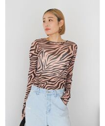 Ungrid | ゼブラ柄シアーチュールロングスリーブTee(Tシャツ/カットソー)