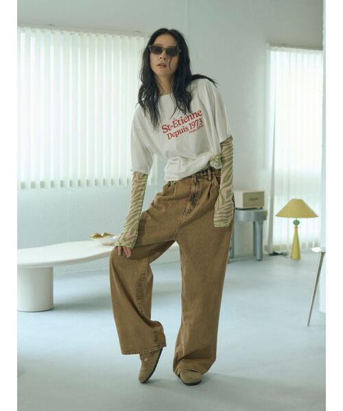 Ungrid（アングリッド）の「ゼブラ柄シアーチュールロングスリーブTee（Tシャツ/カットソー・レディース・ブラック/グリーン系その他・FREE）」の6枚目の写真