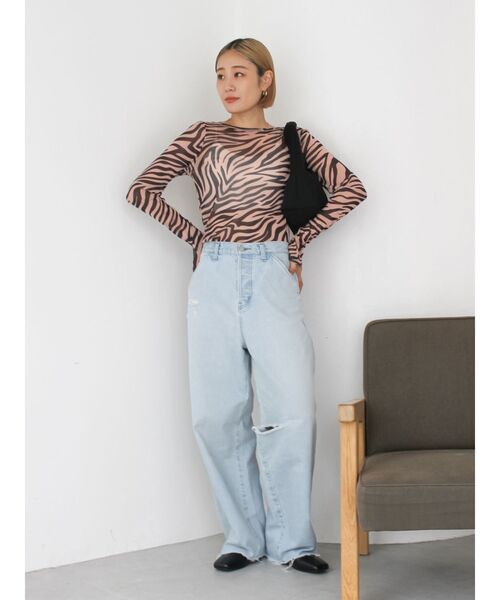 Ungrid（アングリッド）の「ゼブラ柄シアーチュールロングスリーブTee（Tシャツ/カットソー・レディース・ブラック/グリーン系その他・FREE）」の13枚目の写真