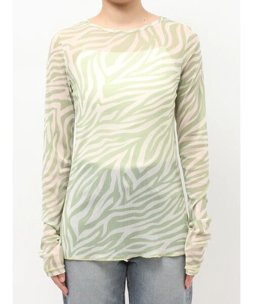 Ungrid（アングリッド）の「ゼブラ柄シアーチュールロングスリーブTee（Tシャツ/カットソー・レディース・ブラック/グリーン系その他・FREE）」の16枚目の写真