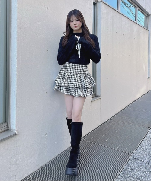 one way(ワンウェイ)の「ツイードティアードミニスカート(スカート・レディース・ブラック系その他/ブラック/ホワイト・FREE)」の16枚目の写真