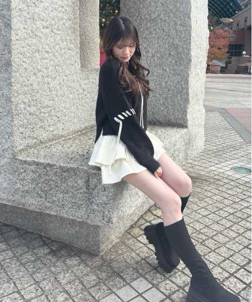 one way(ワンウェイ)の「ツイードティアードミニスカート(スカート・レディース・ブラック系その他/ブラック/ホワイト・FREE)」の13枚目の写真