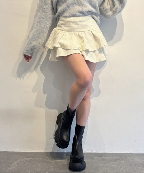 one way(ワンウェイ)の「ツイードティアードミニスカート(スカート・レディース・ブラック系その他/ブラック/ホワイト・FREE)」の7枚目の写真