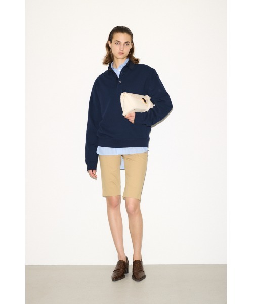 THROW by SLY（スローバイスライ）の「THROW OVER SW POLO TOPS オーバー スウェット ポロ トップス 秋服 冬服 トレーナー（スウェット・レディース・オフホワイト/杢グレー/ネイビー・FREE）」の4枚目の写真