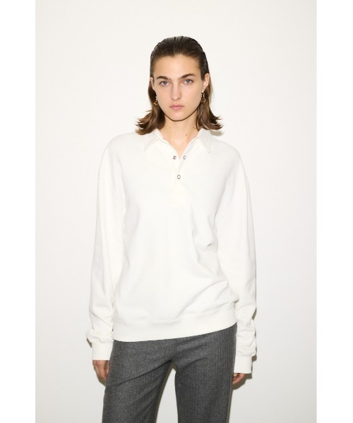 THROW by SLY（スローバイスライ）の「THROW OVER SW POLO TOPS オーバー スウェット ポロ トップス 秋服 冬服 トレーナー（スウェット・レディース・オフホワイト/杢グレー/ネイビー・FREE）」の10枚目の写真