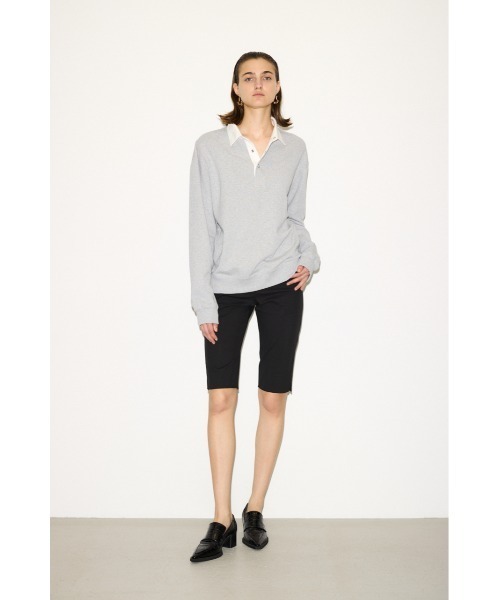 THROW by SLY（スローバイスライ）の「THROW OVER SW POLO TOPS オーバー スウェット ポロ トップス 秋服 冬服 トレーナー（スウェット・レディース・オフホワイト/杢グレー/ネイビー・FREE）」の15枚目の写真