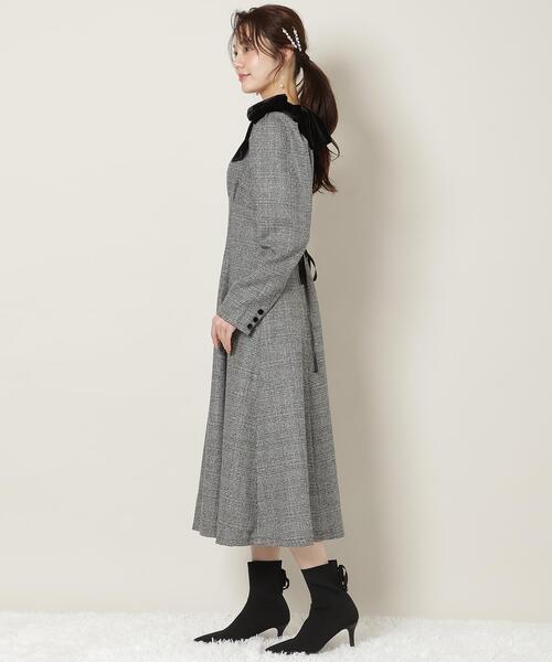 セール】アシメリボンボートネックフレアワンピース（ワンピース