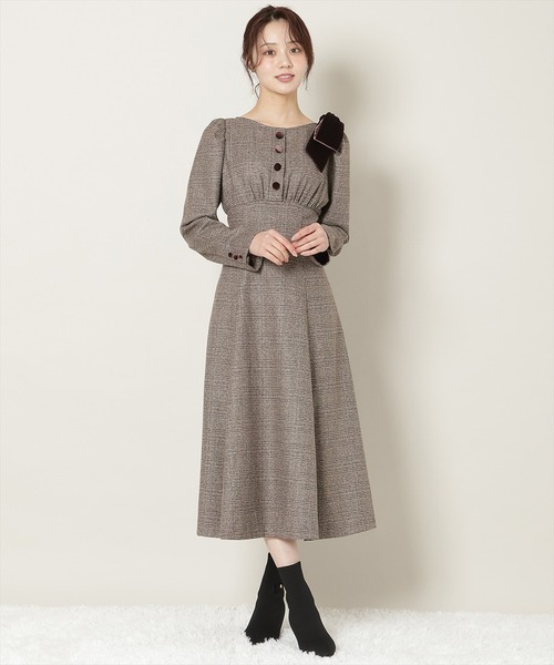 セール】アシメリボンボートネックフレアワンピース（ワンピース