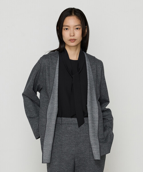 COMME CA（コムサ）の「〔 TALLサイズ 〕リバーシブル ウールリバーツイード調 リバー羽織り（その他アウター・レディース・トップグレー・15号）」の8枚目の写真