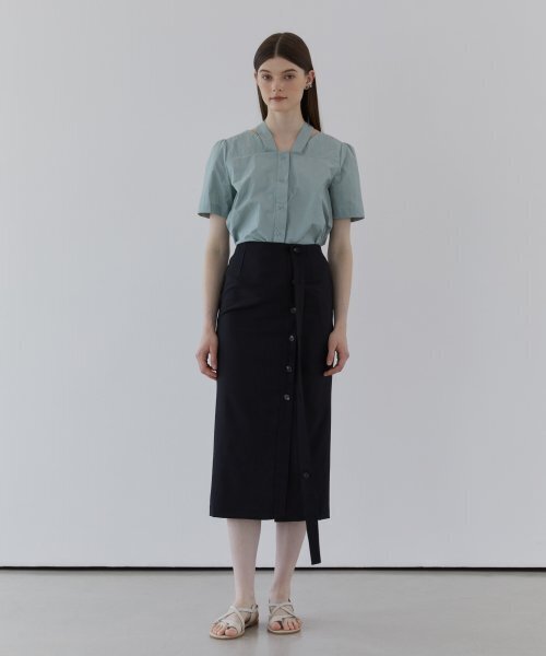 MODERNABLE(モダンエイブル)の「ベルトポイントサマーウールスカート - ブラック(スカート・レディース・その他・SMALL/MEDIUM)」の1枚目の写真