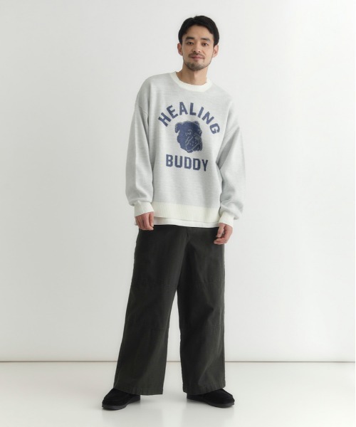 BACK NUMBER(バックナンバー)の「BACK NUMBER(バックナンバー)【メンズ】バルキーニットアニマル柄クルーネックセーター(ニット/セーター・メンズ・キナリ/オリーブ/ブラック・M/L/XL)」の7枚目の写真