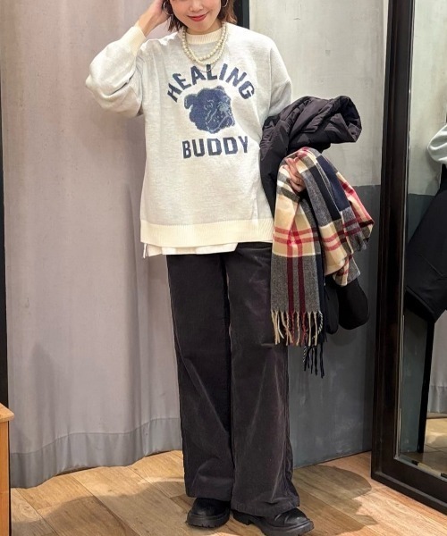 BACK NUMBER(バックナンバー)の「BACK NUMBER(バックナンバー)【メンズ】バルキーニットアニマル柄クルーネックセーター(ニット/セーター・メンズ・キナリ/オリーブ/ブラック・M/L/XL)」の21枚目の写真